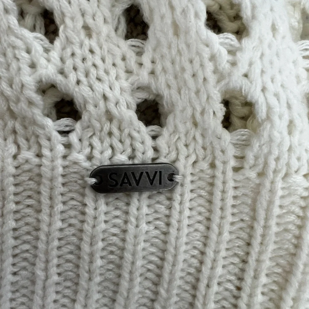 Savvi Off White Crochet Luxury Boutique Light Sweater, On/Off Shoulder Dana